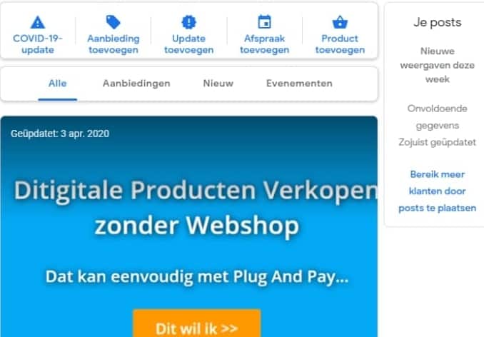 Google mijn bedrijf post maken.