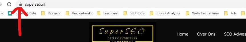 zo zie je of een website beveleigd is met SSL. Een veilige website is cruciaal bij voice search.